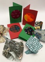 Fabric Scrap Card Making Kit - 5 Cards - Green - Image 3