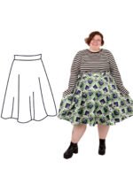 Model Beth wearing our Circle Skirt design in a green