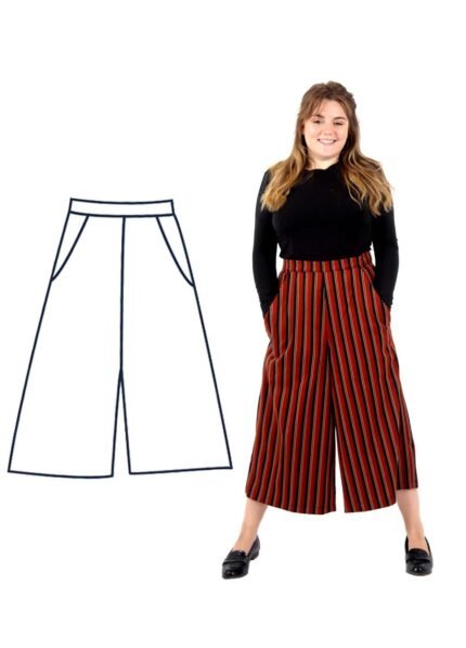 Model Sophia wearing some neon floral culottes