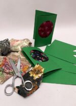 Fabric Scrap Card Making Kit - 5 Cards - Green