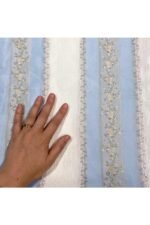 Fabric Ref 2023 - Blue and White Stripe Brocade - Image 2