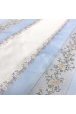 Fabric Ref 2023 - Blue and White Stripe Brocade - Image 3