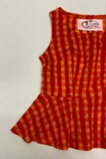 Pink and Orange Check Peplum Crop top - Ref 66 - Resale item - UK 6-8 - Image 2