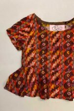 Red Brocade Peplum Crop-Top - ref 99 - Resale item - Approx 12-14 - Image 2