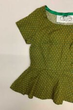 Mustard Floral Brocade Peplum Crop-Top - ref 102 - Resale item - Approx 6-8 - Image 2