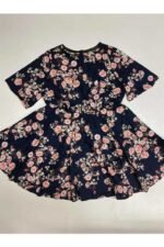Navy Floral Skater Dress- ref 3 - Resale item - Approx 14-16 - Image 5
