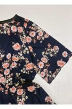 Navy Floral Skater Dress- ref 3 - Resale item - Approx 14-16 - Image 4