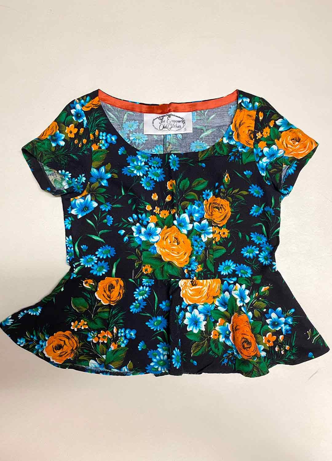 Black Floral Peplum Crop top- ref 65 - Resale item - Approx 10-12 Black Floral Peplum Crop top- ref 65 - Resale item - Approx 10-12 - Image 1
