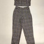 Grey Check Trouser Two Piece- ref 93 - Resale item - Approx UK 10-12