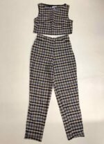 Grey Check Trouser Two Piece- ref 93 - Resale item - Approx UK 10-12