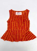 Pink and Orange Check Peplum Crop top - Ref 66 - Resale item - UK 6-8