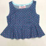 Blue Floral Peplum Crop-Top - ref 101 - Resale item - Approx 14-16