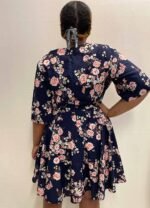 Navy Floral Skater Dress- ref 3 - Resale item - Approx 14-16 - Image 3
