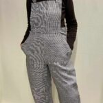 Brown Houndstooth Dungarees - ref 35 - Resale item - Approx 12-14