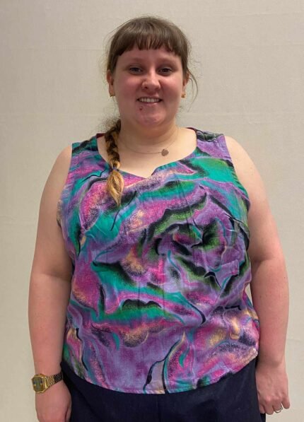 Purple Swirl Crop top- ref 25 - Resale item - Approx  UK 18-20