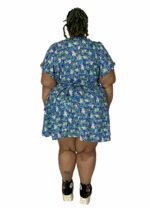 Blue vintage ditsy floral A-line wrapover dress - ref 132 - Resale item - UK 22-24 - Image 3