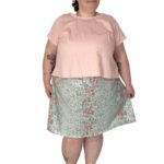 Blue vintage floral A-line skirt - ref 125 - Resale item - UK 22-24