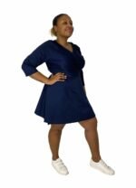 Blue A-line wrapover dress - ref 133 - Resale item - UK 14-16 - Image 2