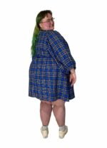 Blue checked A-line dress - ref 120 - Resale item - UK 30-32 - Image 2