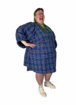 Blue checked A-line dress - ref 120 - Resale item - UK 30-32