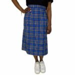 Blue checked A-line skirt - ref 124 - Resale item - UK 12-14