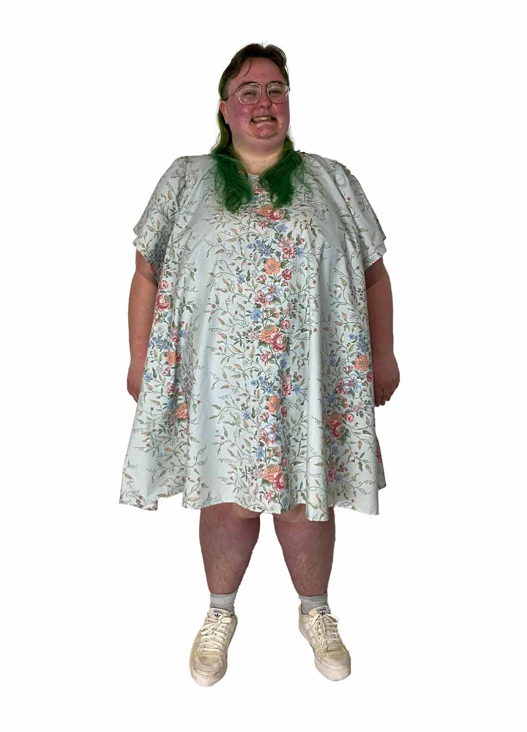 Blue-vintage-floral-trapeze-dress2 Blue vintage floral trapeze dress - ref 116 - Resale item - UK 30-32 - Image 1