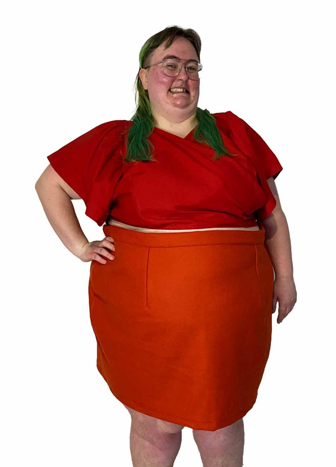 Red-wrapover-crop-top2 Red wrapover crop top - ref 139 - Resale item - UK 30-32 - Image 1