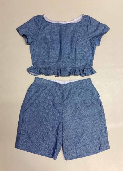 Geometric Blue Shorts Two Piece - ref 112 - Resale item - Approx UK 14-16