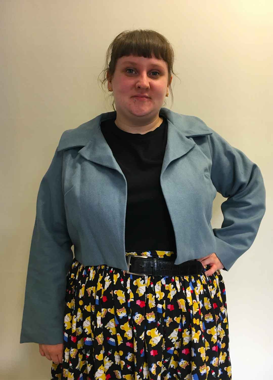 cropJacket1b Blue Cropped Jacket - ref 157 - Resale item - Approx UK 18-20 - Image 1