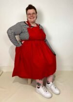 Red gathered pinafore - ref 161 - Resale item - Approx UK 22-24 - Image 2