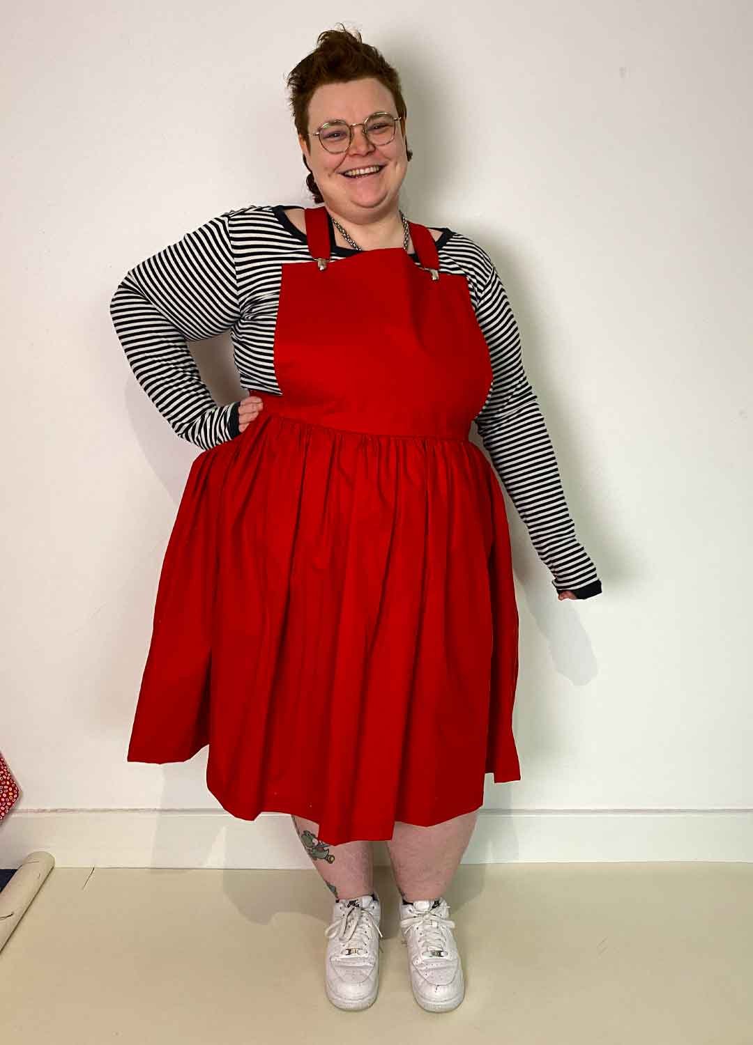 gatheredPinafore1c Red gathered pinafore - ref 161 - Resale item - Approx UK 22-24 - Image 1