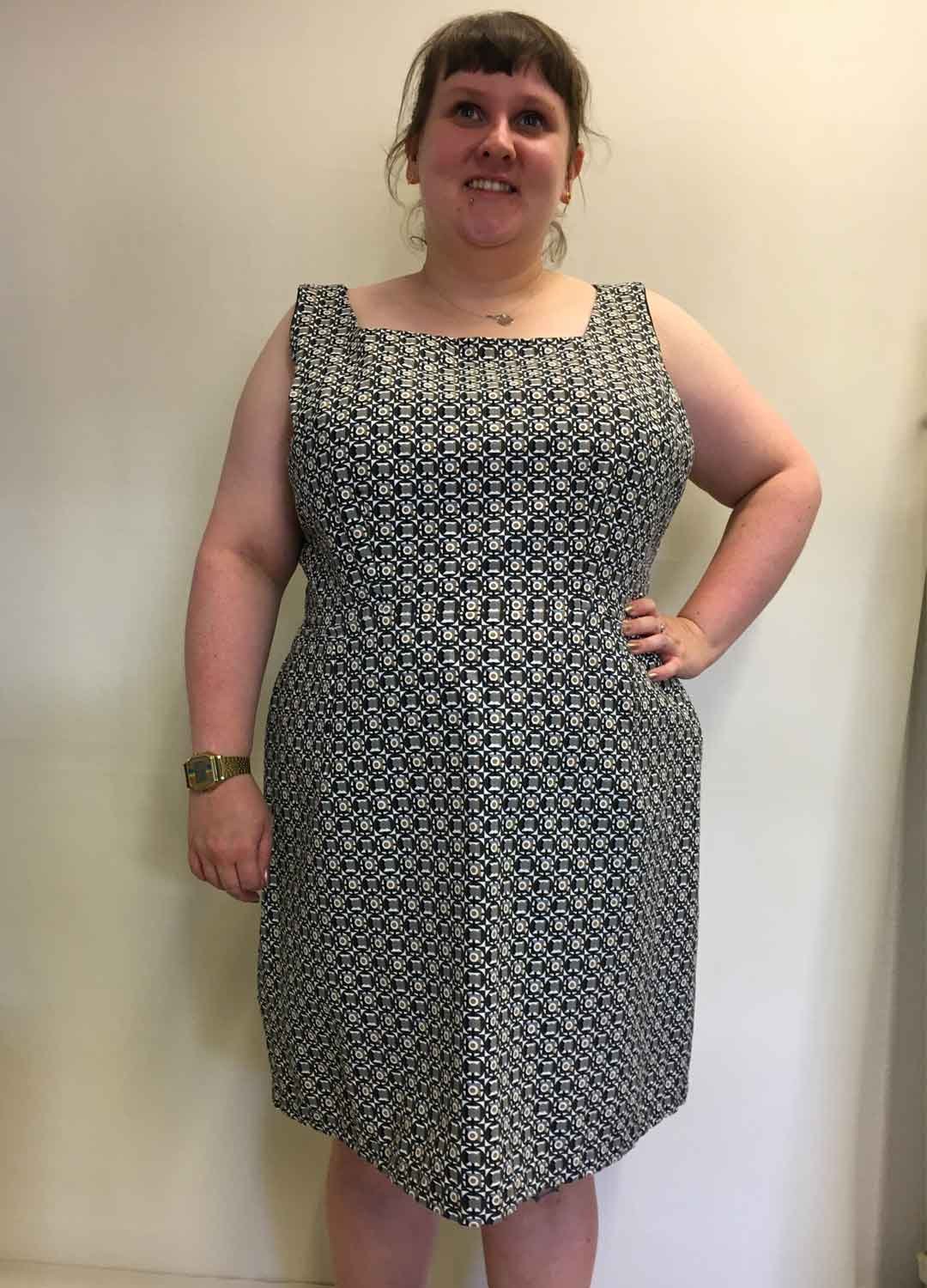 miniDress1a Greyscale geometric cotton-mix mini dress - ref 142 - Resale item - UK 18-20 - Image 1