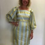 Gold striped taffeta mini dress - ref 143 - Resale item - UK 12-14