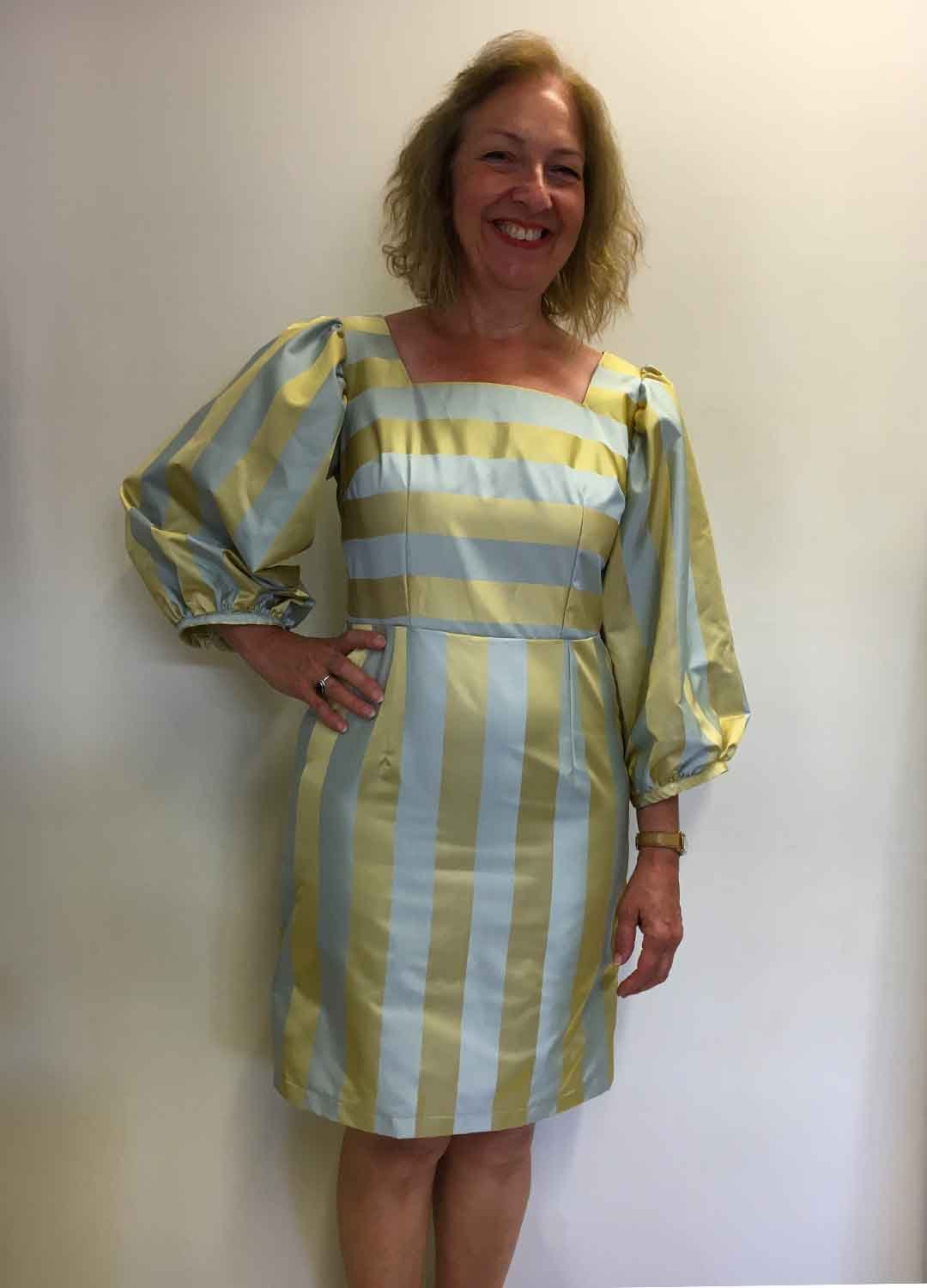 miniDress2a Gold striped taffeta mini dress - ref 143 - Resale item - UK 12-14 - Image 1