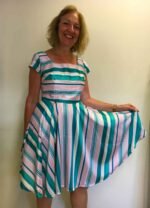 Stripey Satin Skater Dress - ref 148 - Resale item - Approx 12-14 - Image 2