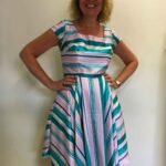 Stripey Satin Skater Dress - ref 148 - Resale item - Approx 12-14