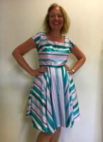 Stripey Satin Skater Dress - ref 148 - Resale item - Approx 12-14