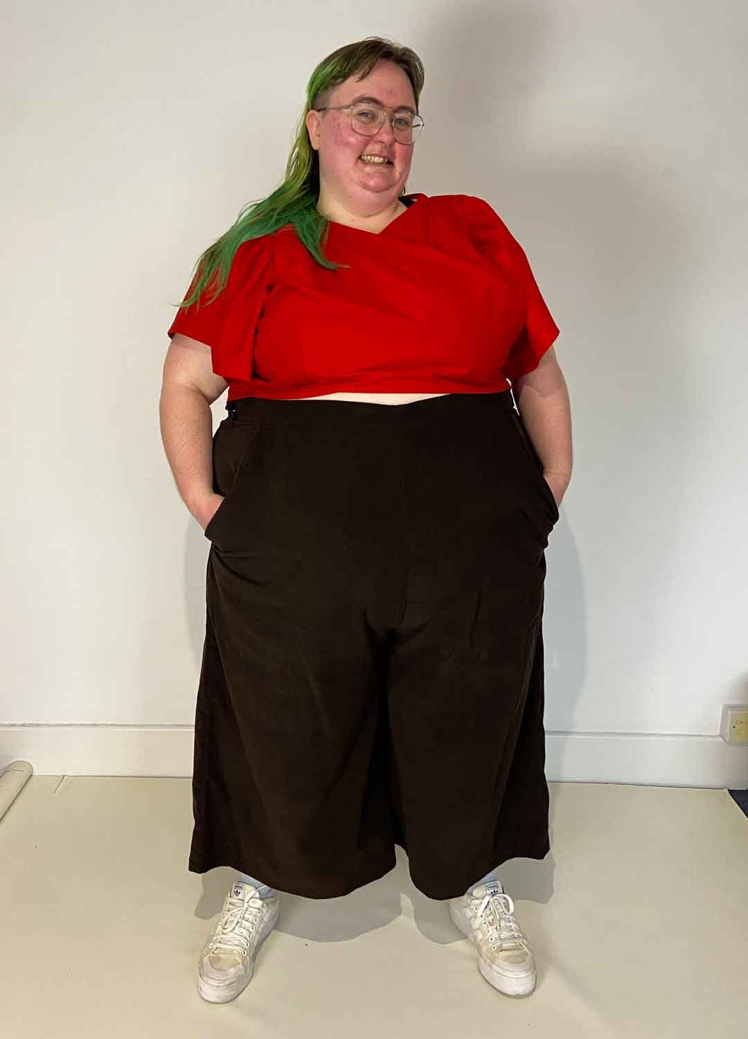 tieWrapTop1a Brown needlecord Culottes - ref 160 - Resale item - Approx 26-28 - Image 1