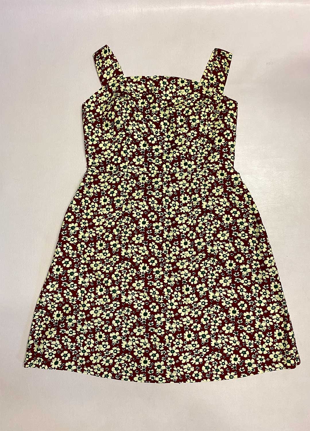 Burgundy floral needlecord A-line strap dress – ref 198 – Resale item – UK 12-14 Burgundy floral needlecord A-line strap dress - ref 193 - Resale item - UK 12-14 - Image 1