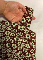Burgundy floral needlecord A-line strap dress - ref 193 - Resale item - UK 12-14 - Image 2