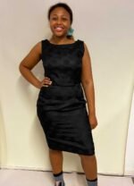 Black floral cotton-mix pencil dress- ref 54 - Resale item - Approx 10-12 - Image 2