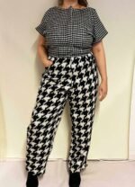 Monochrome houndstooth wool-mix classic jumpsuit - ref 162 - Resale item - Approx UK 18-20