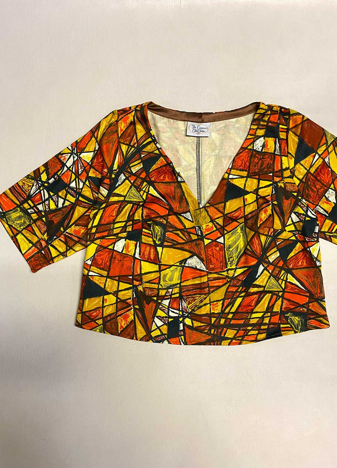 Orange / yellow abstract cotton tee - ref 186 - Resale item - Approx UK 12-14 Orange / yellow abstract cotton tee - ref 186 - Resale item - Approx UK 12-14 - Image 1