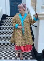 Bright blue reversible trapeze coat - ref 189 - Resale item - Approx UK 14-16 - Image 2