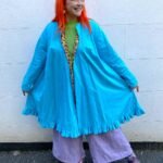 Bright blue reversible trapeze coat - ref 189 - Resale item - Approx UK 14-16