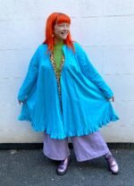 Bright blue reversible trapeze coat - ref 189 - Resale item - Approx UK 14-16