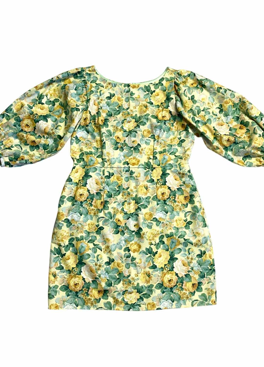 Vintage floral yellow mini dress - ref 205 - Resale item - UK 14-16 Vintage floral yellow mini dress - ref 205 - Resale item - UK 14-16 - Image 1