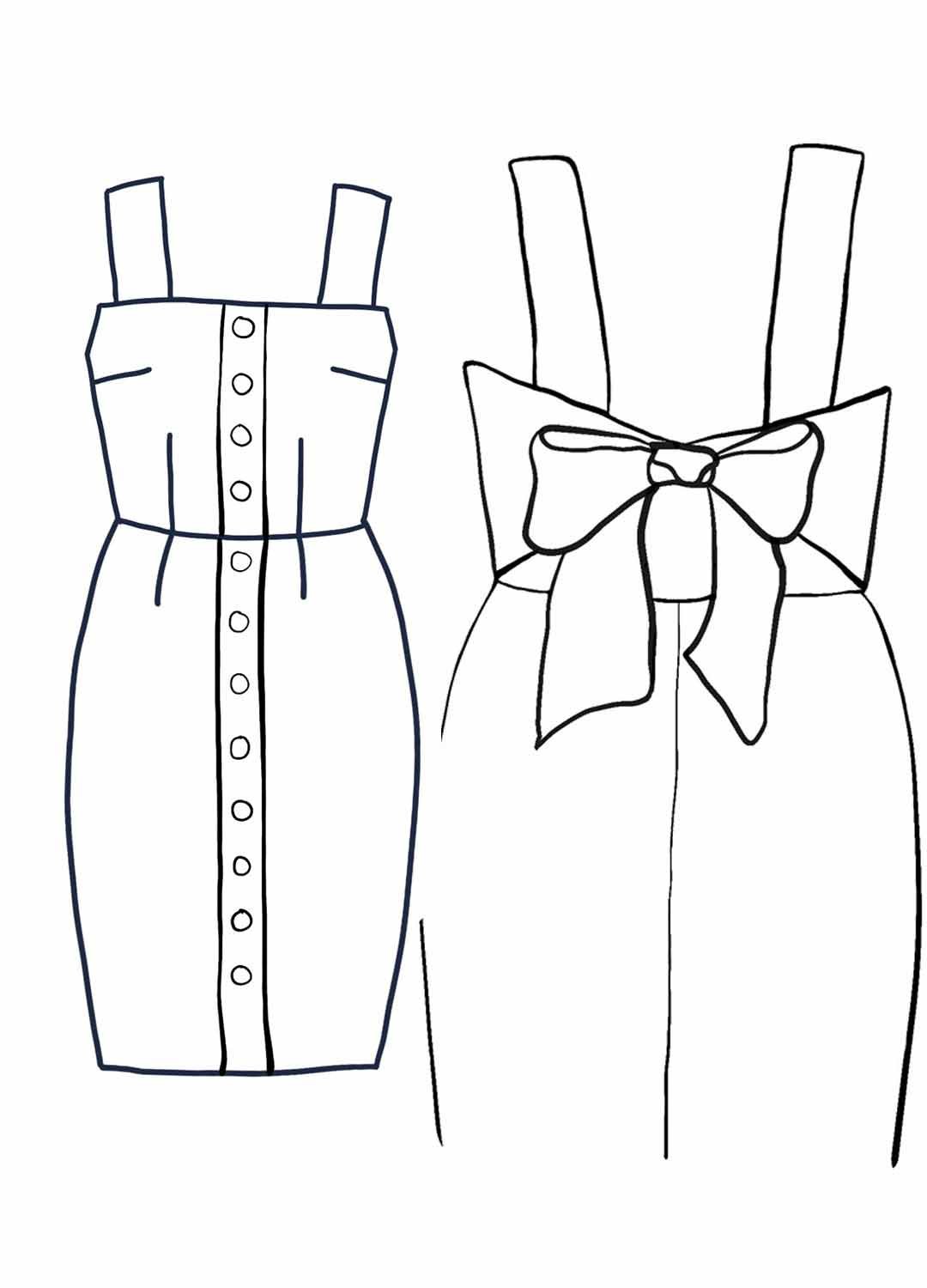 Design your own: Pencil Button-up Back-Bow Strap Dress Design your own: Pencil Button-up Back-Bow Strap Dress - Image 1